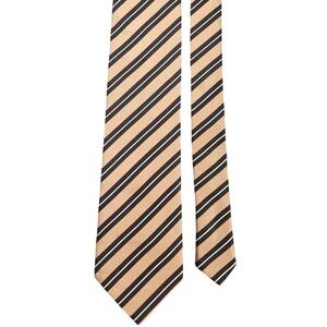 J Crew Silk Tie Tan Black Stripe Preppy Academia Classic Scholarly IvyStyle Prep